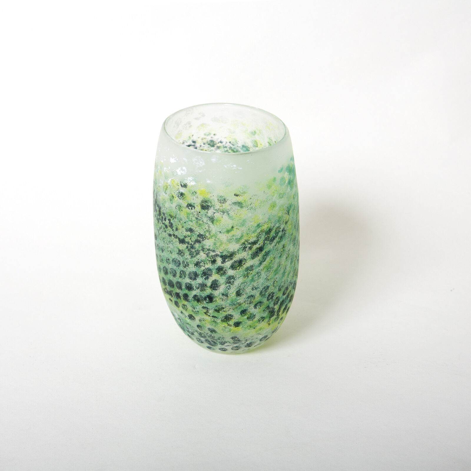 Danish Green Unique Handmade Glass Vase Green Clear White Home Scandinavian