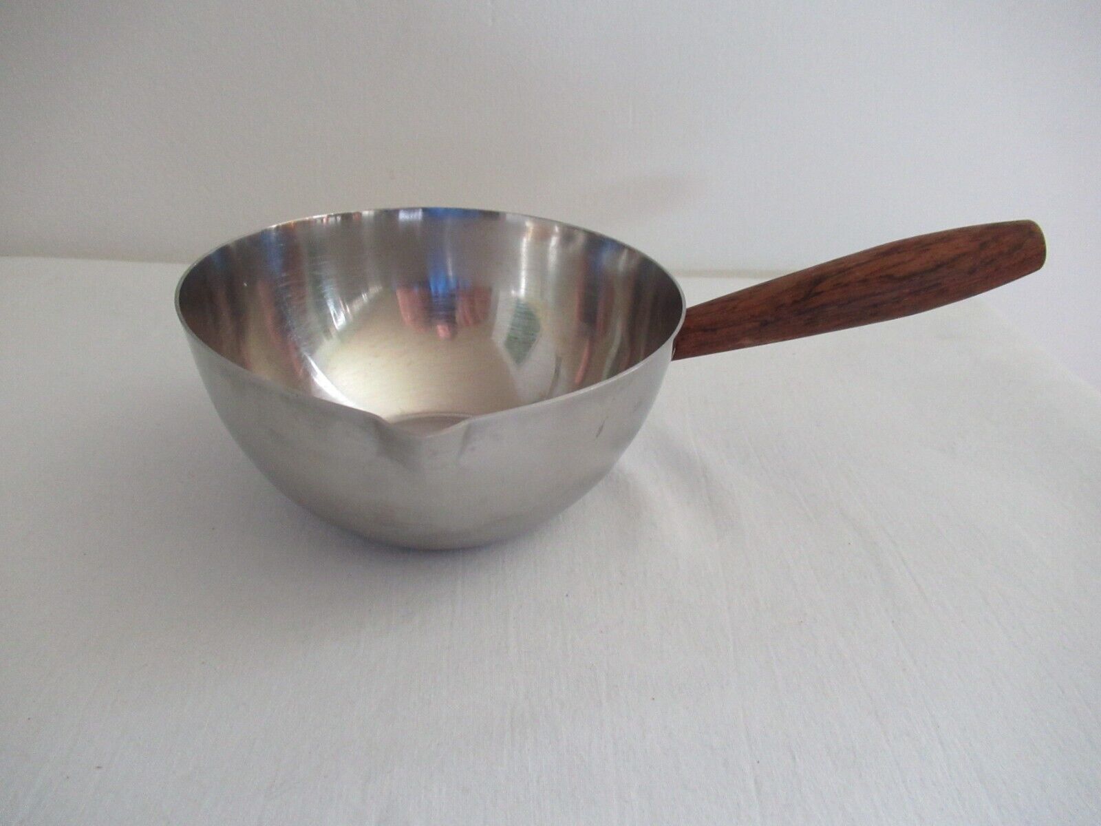 Vintage danish stainless steel serving dishes with rosewood handles