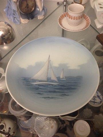 Royal Copenhagen Art Nouveau Wall Plate with ship No 2711/1125