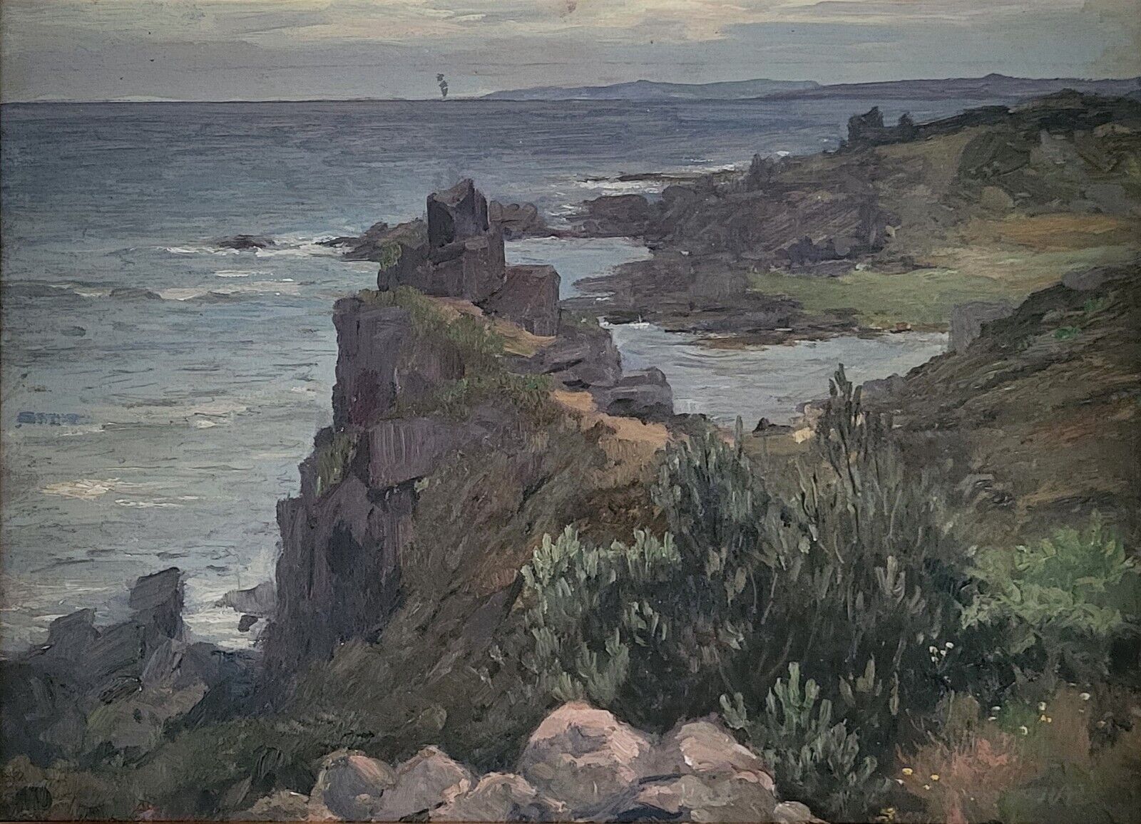 Oil painting Carlo Hornung-Jensen(1882-1960):The rocky coast of Bornholm (1931)