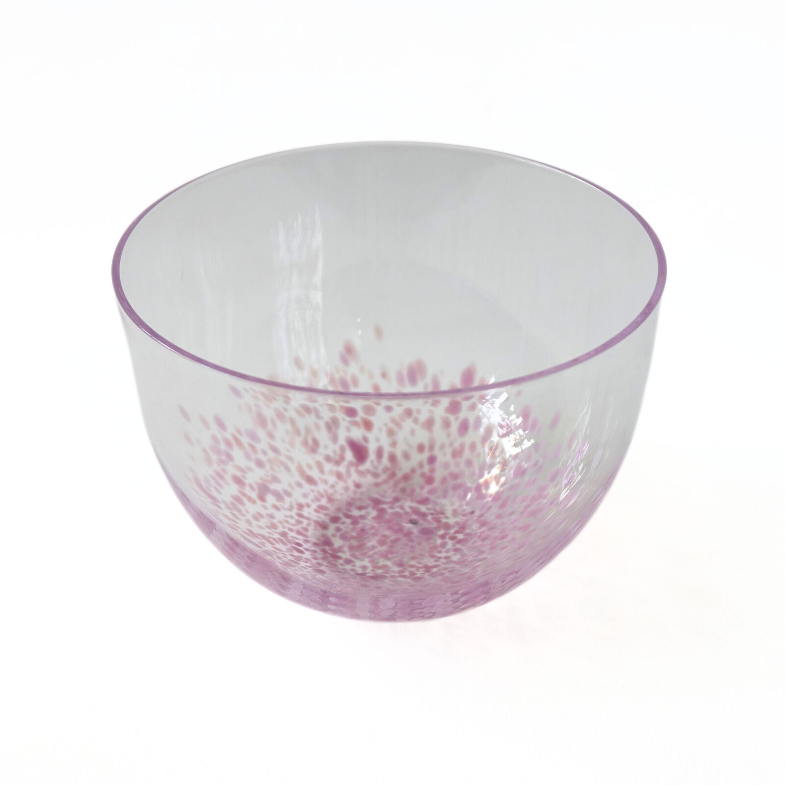 Vintage handmade pink glass bowl from Pukeberg Sweden mid-century