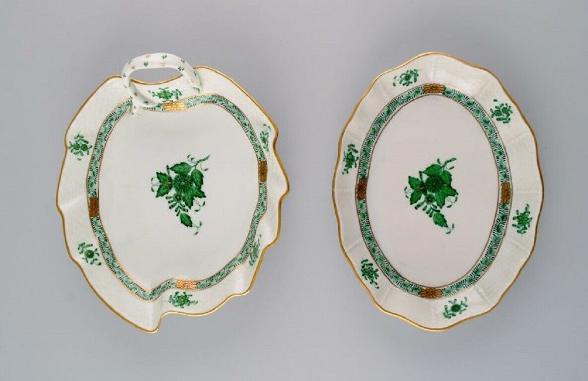 Herend Green Chinese Bouquet Four bowls in hand-painted porcelain