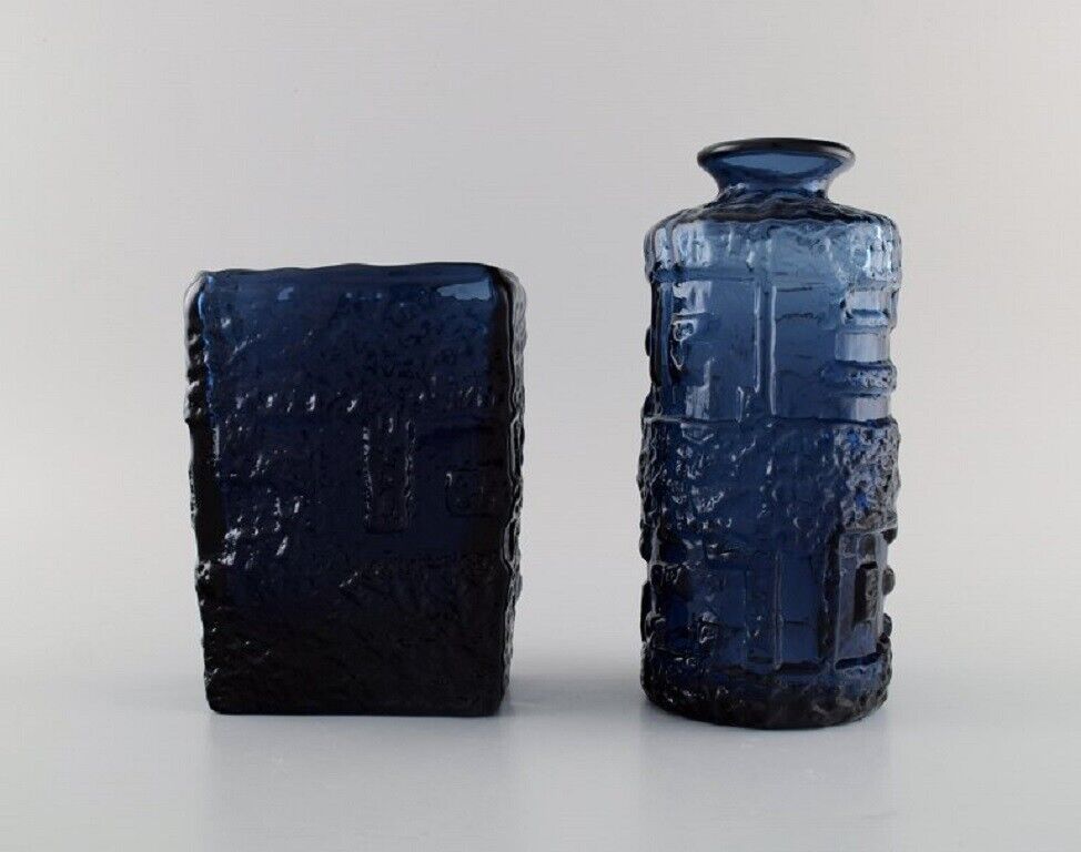 Göte Augustsson (1917-2004) for Ruda Two vases in blue mouth blown art glass