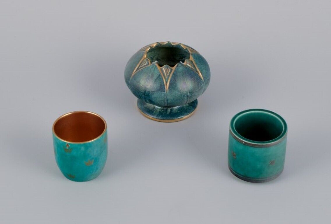 Josef Ekberg and Wilhelm Kåge for Gustavsberg Set of three small ceramic vases