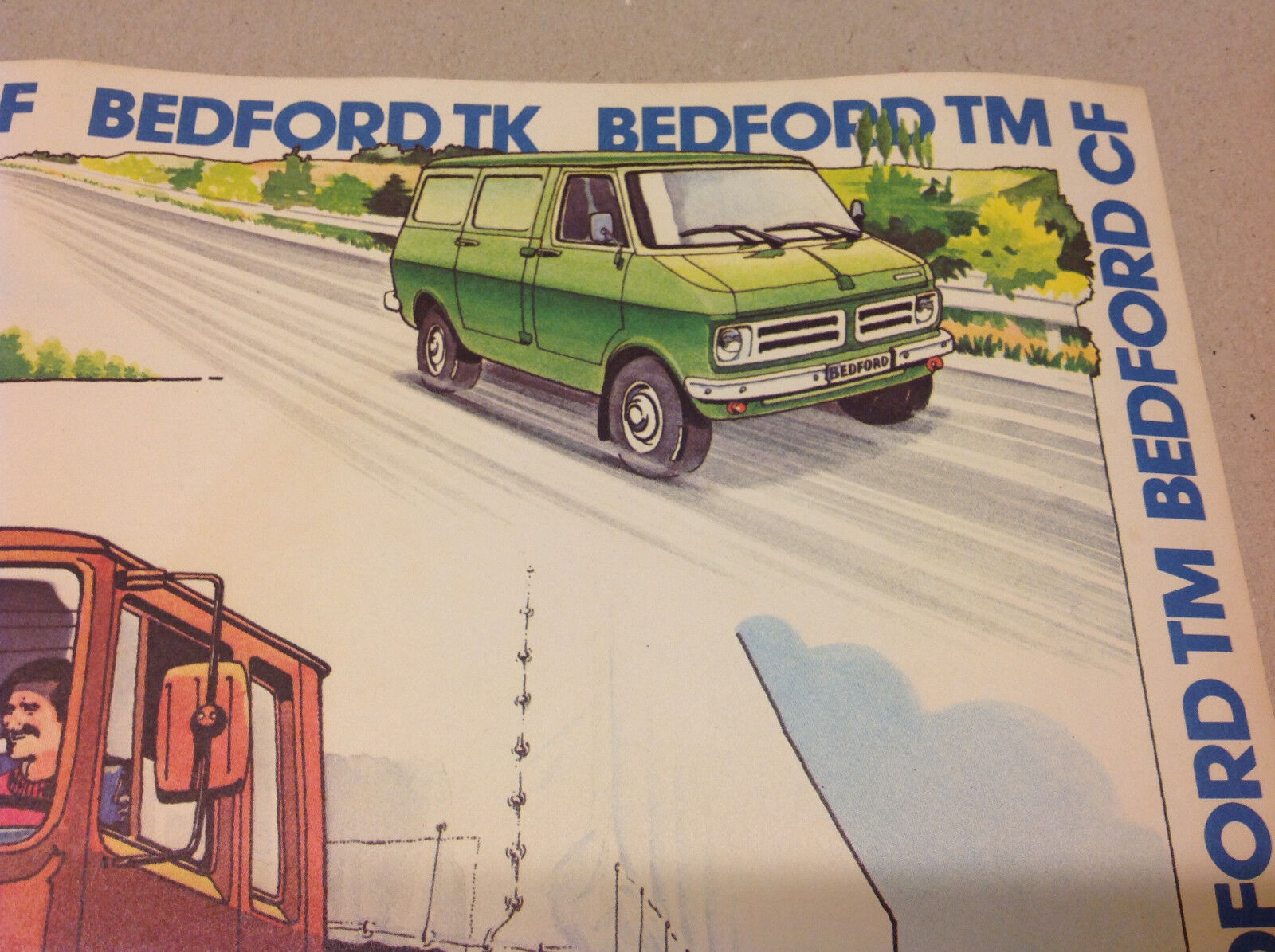 Bedford Trucks Vintage Poster 28cm x 48cm Les Routiers Unframed Good Condition