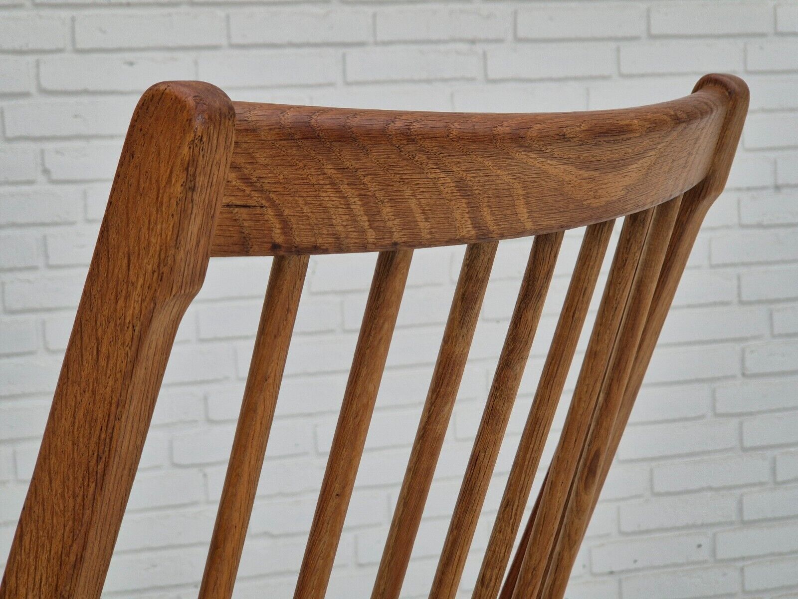 1960s Danish design oak wood rocking chair with footstool furniture wool