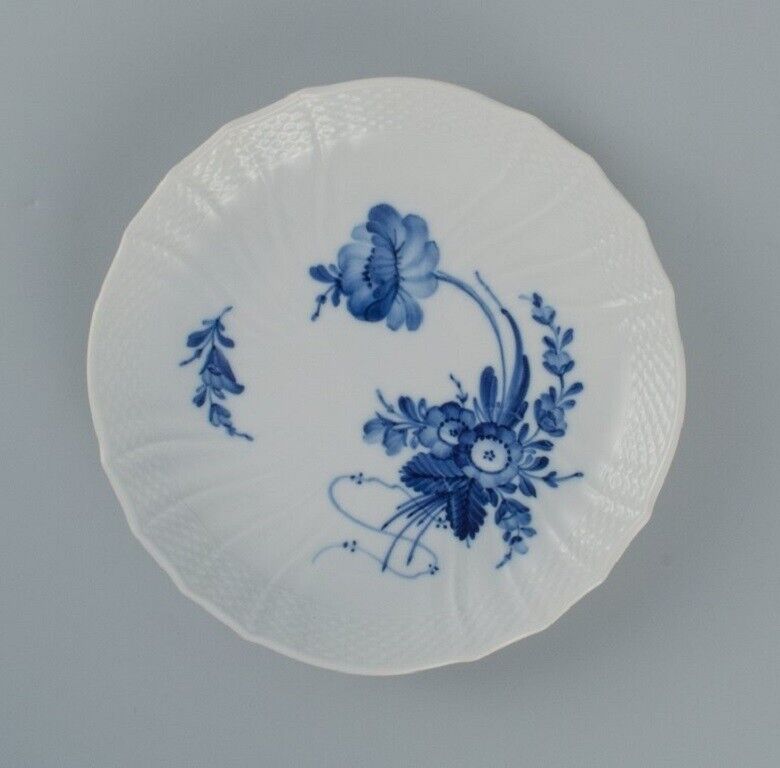 Two Royal Copenhagen Blue Flower curved a low stand and a dish