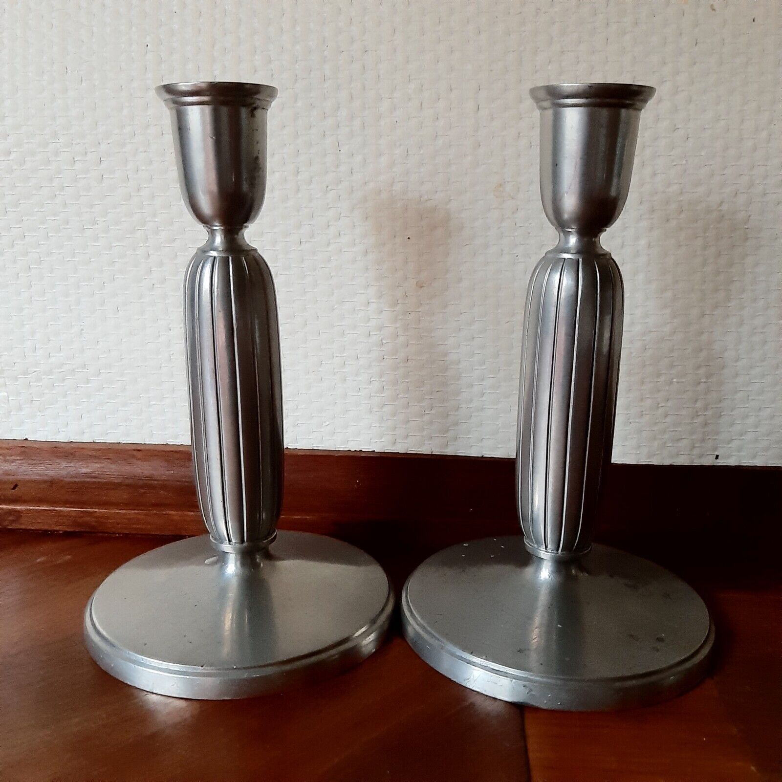 Pair of Pewter Candle Holders Sticks # 2574 JUST ANDERSEN 16 cm