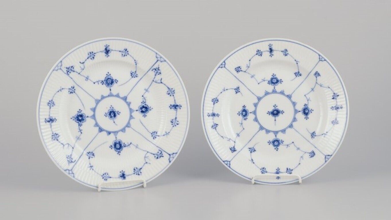 Royal Copenhagen Blue Fluted Plain two deep dinner plates 1930s