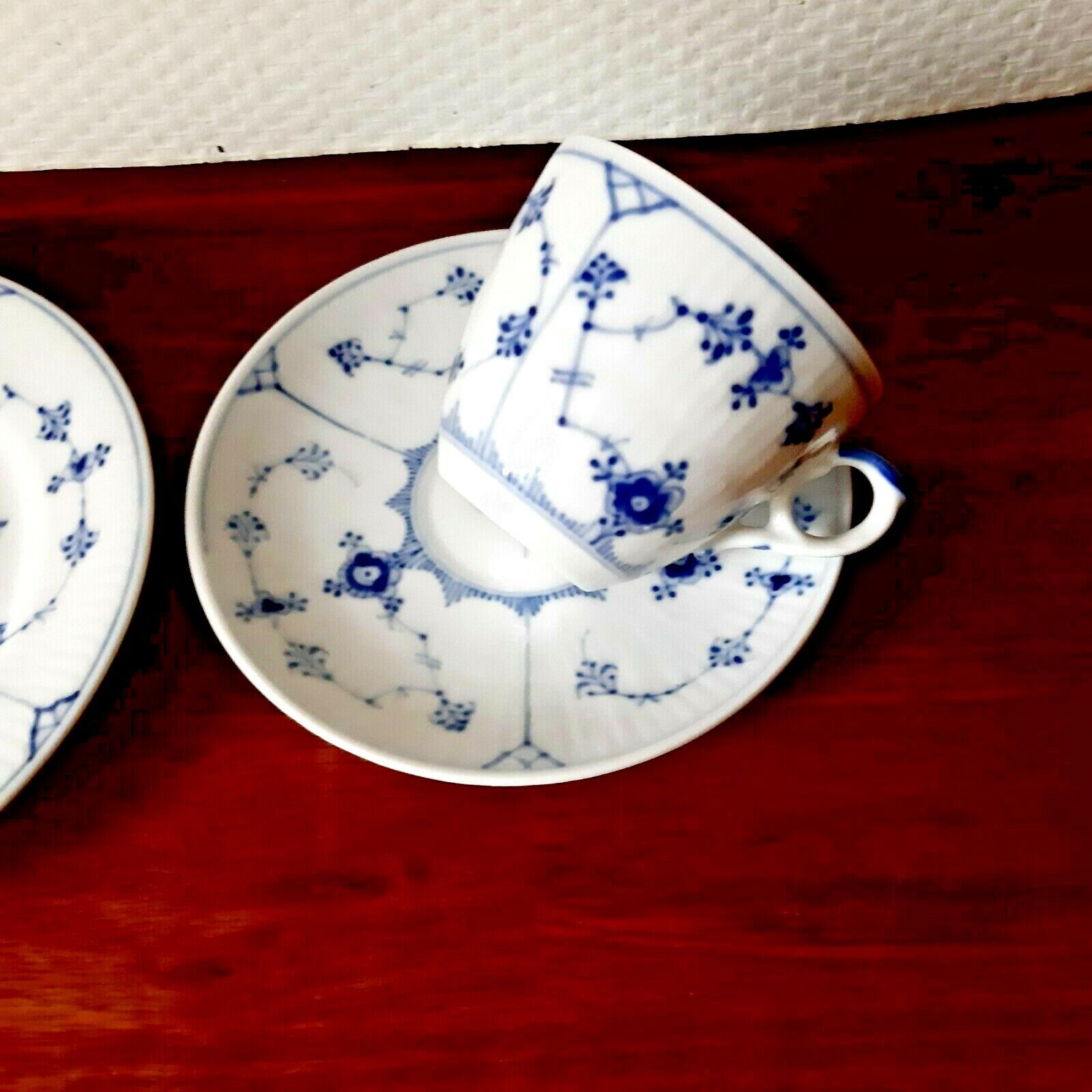 OLD 1923-28 Trio Coffee Set BLUE FLUTED Plain Royal Copenhagen # 1-80  # 1-181