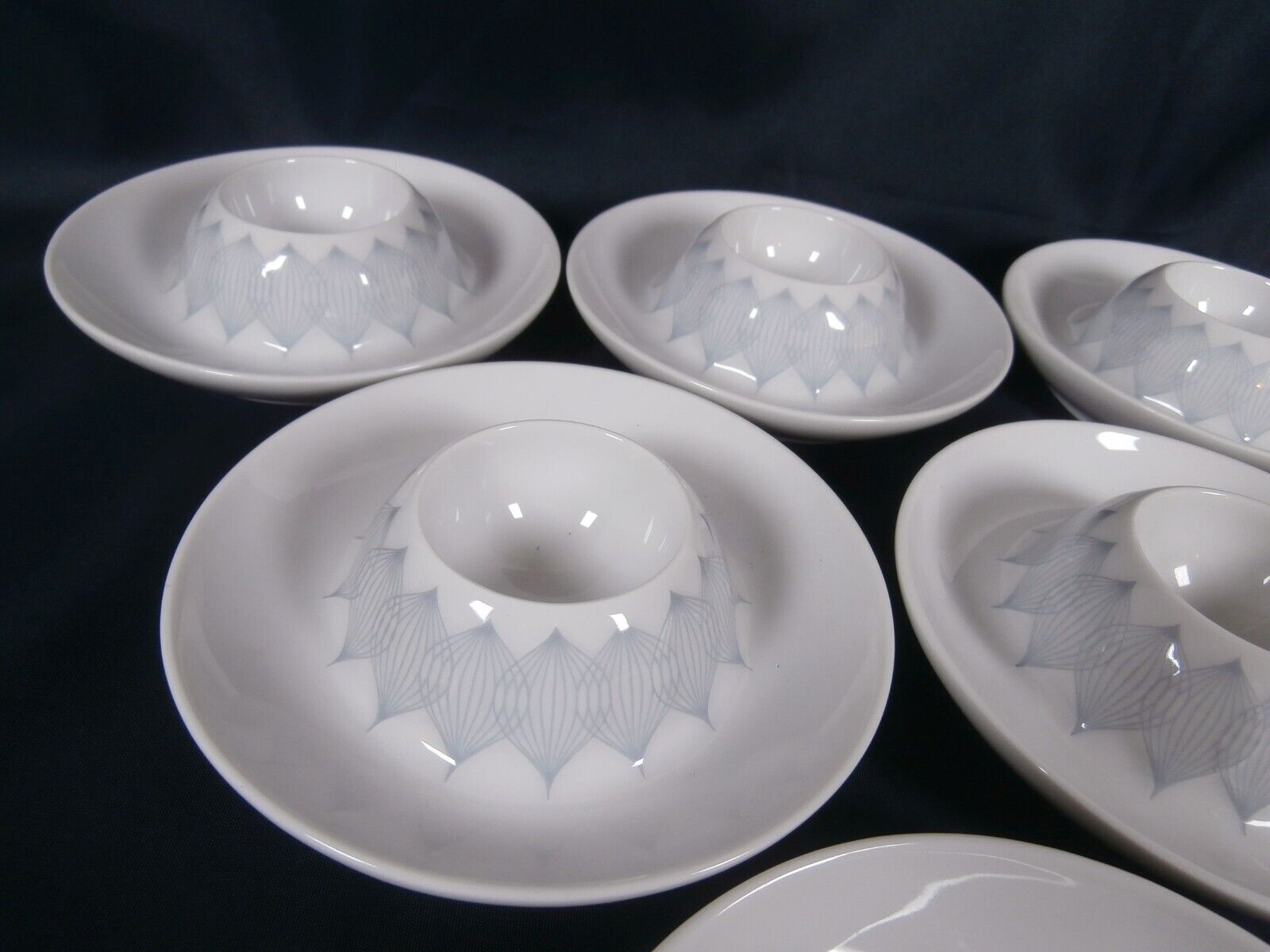 💥 Rosenthal Studio Linie LOTUS Bjorn Wiinblad Ballet blue grey 6 egg cups plate