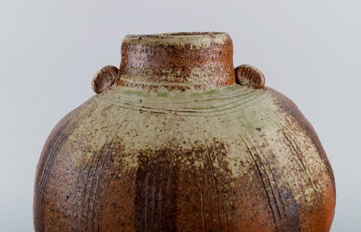 Gerd Zinnerström Sweden Large round unique vase in glazed stoneware