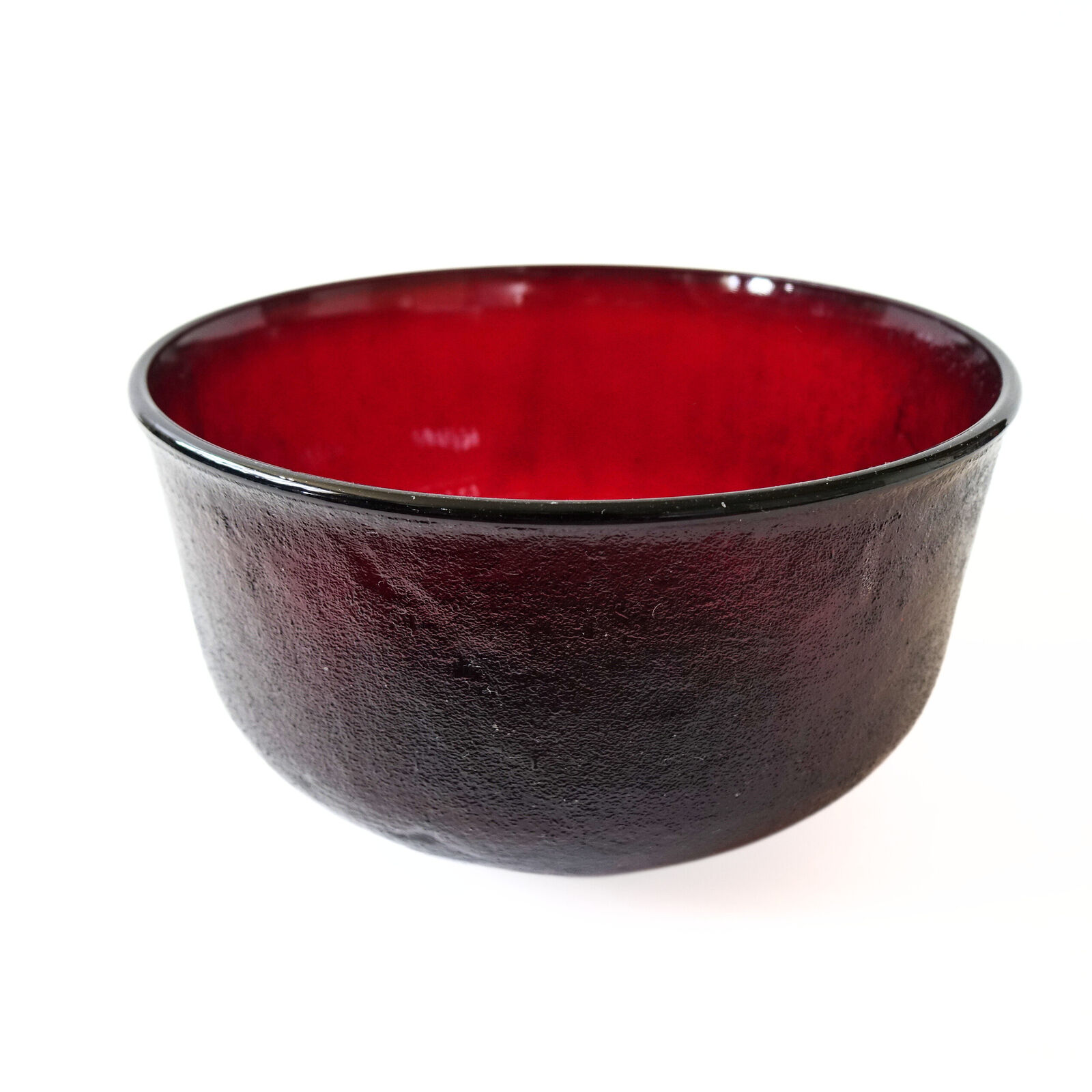 Vintage large retro pressed red glass bowl from Sweden 1960s