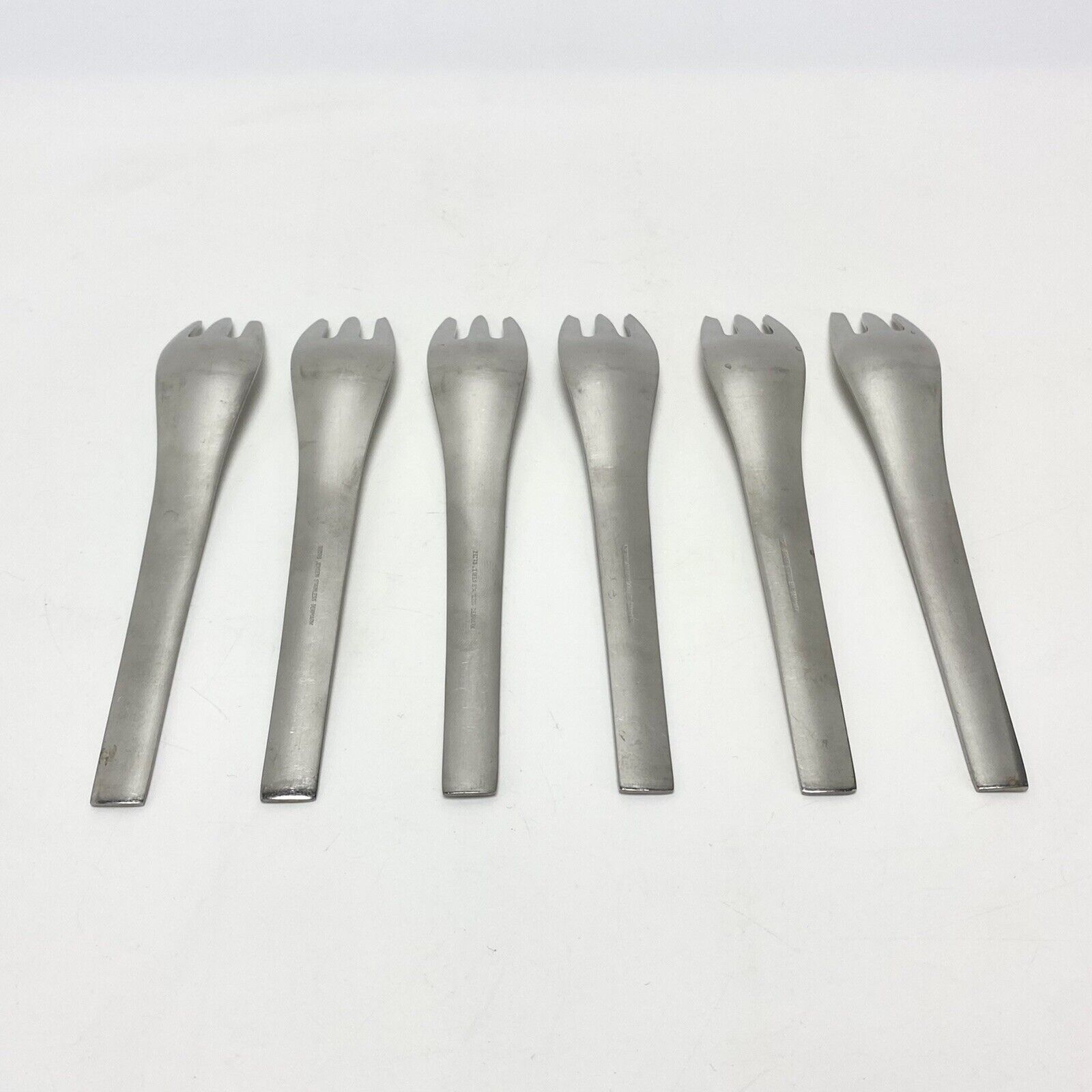 6pc Very Rare Dessert Cake Forks Georg Jensen Blue Shark Siune Stainless Steel