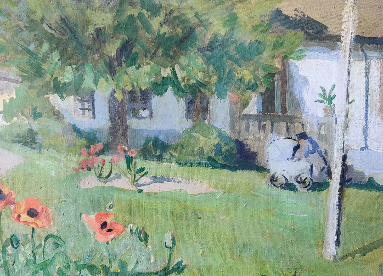 Aage Bernard-Frederiksen (1883-1963): GARDEN IN FRONT OF HOUSE oil painting