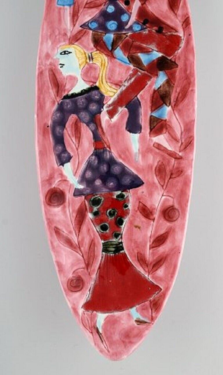 Elio Schiavon (1925-2004) Venice Unique dish in hand-painted glazed ceramics