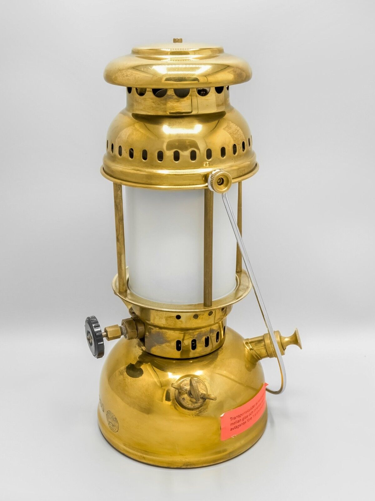 OPTIMUS No1200 Storm Lantern Frosted Glass Antique Kerosene Brass Lamp Sweden