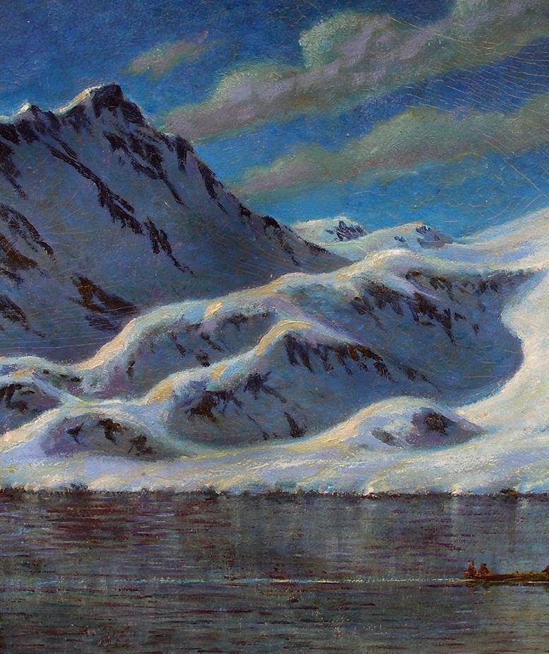 Karl Tirén Wondrous Moonlight View at Troll fjord Lofoten NorwayDated 1908