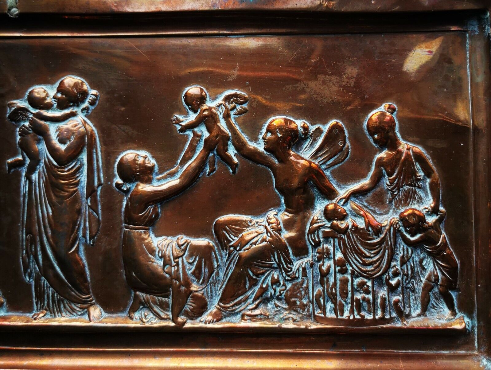 Vintage long Bertel Thorvaldsen copper plate: "Age of Love" from the 1920s