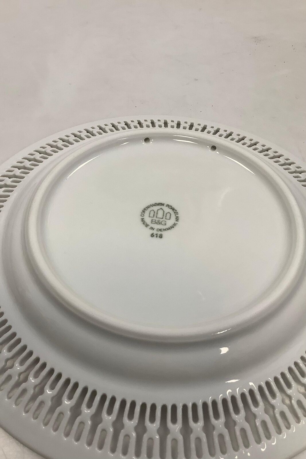 Bing and Grondahl Haga White Pierced Edge Lunch Plate No 618