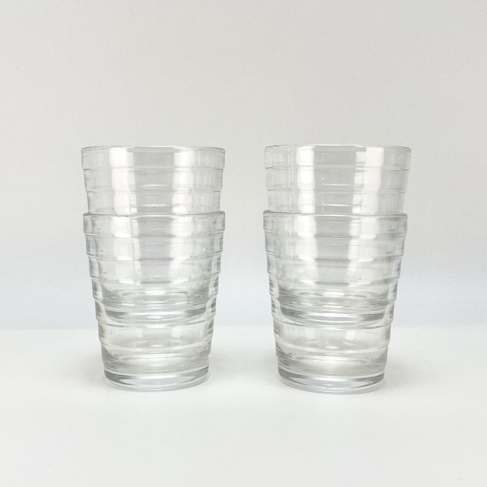 4pcs Vtg Iittala Aino Aalto Ridged Clear Drinking Glasses Finnish Glass Barware