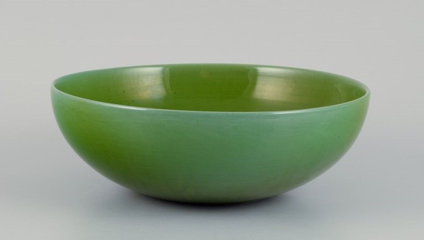 Carl Harry Stålhane for Rörstrand  Large ceramic bowl in apple green glaze