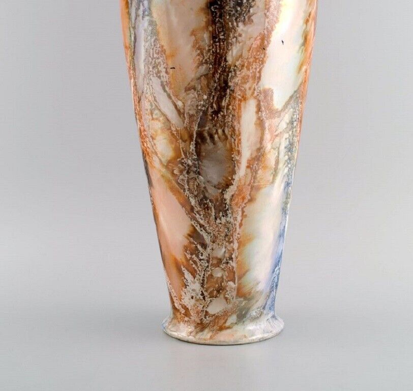 Arabia Finland Large Art Deco vase in glazed faience Beautiful marbled glaze