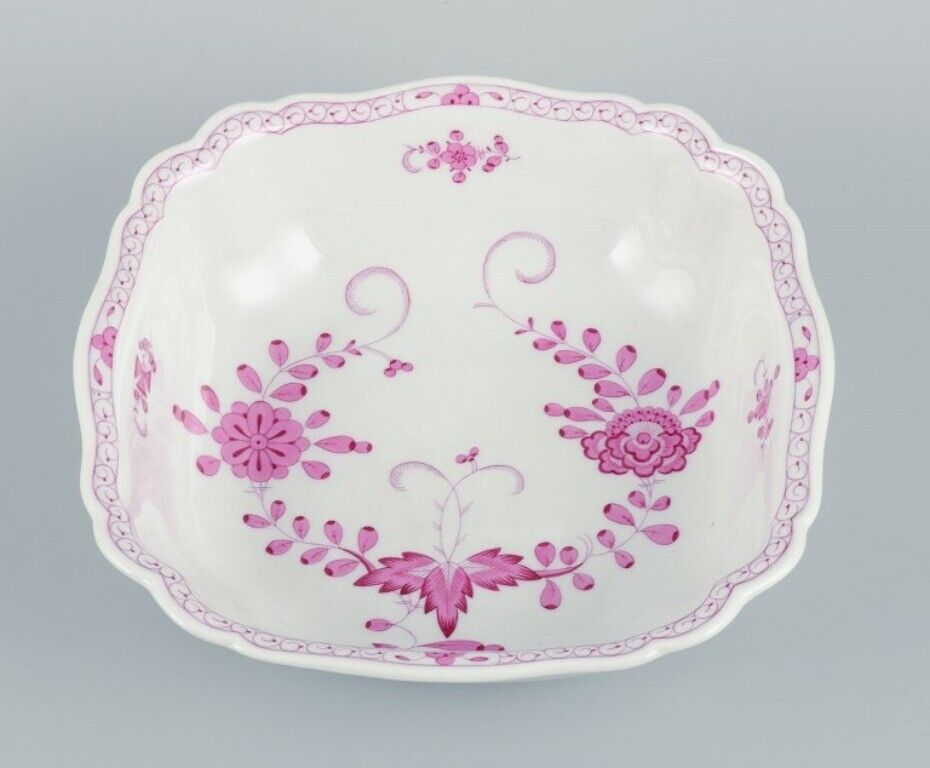 Meissen Germany Pink Indian square bowl in porcelain Approx 1900