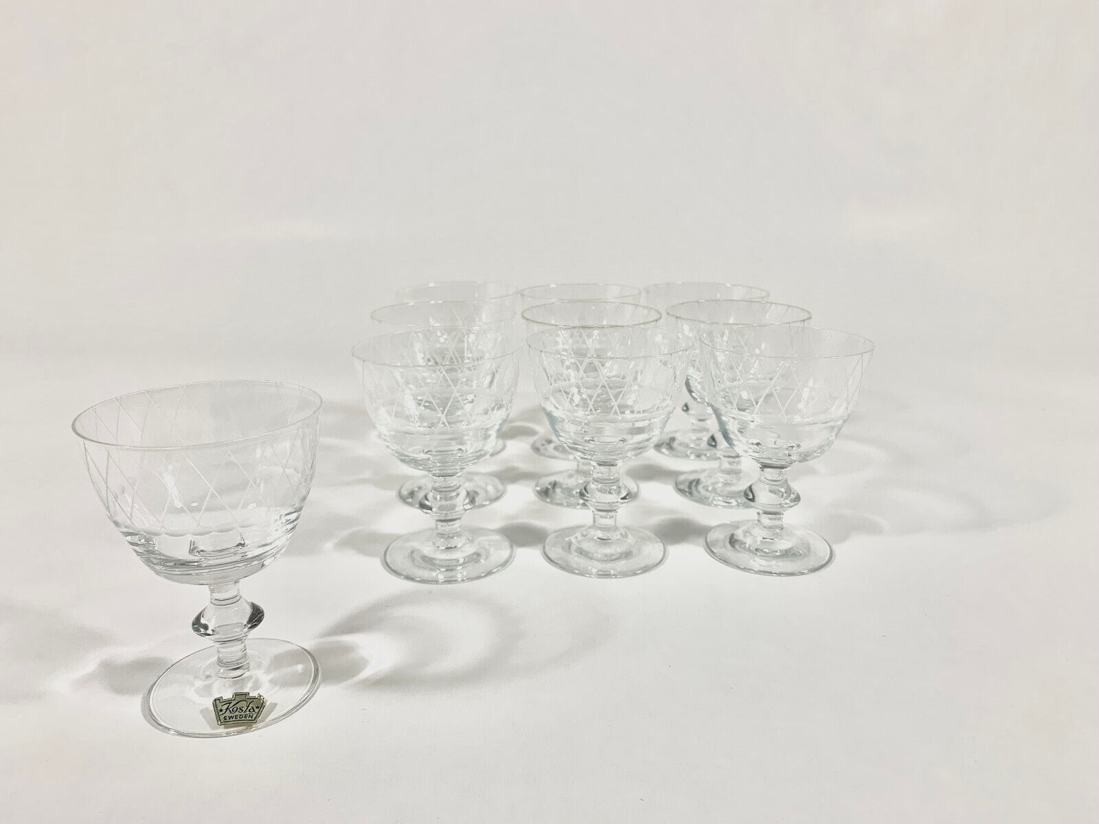 10x Kosta Boda Vicke Lindstrand Sickan Crystal Wine Water Goblet 9 cm