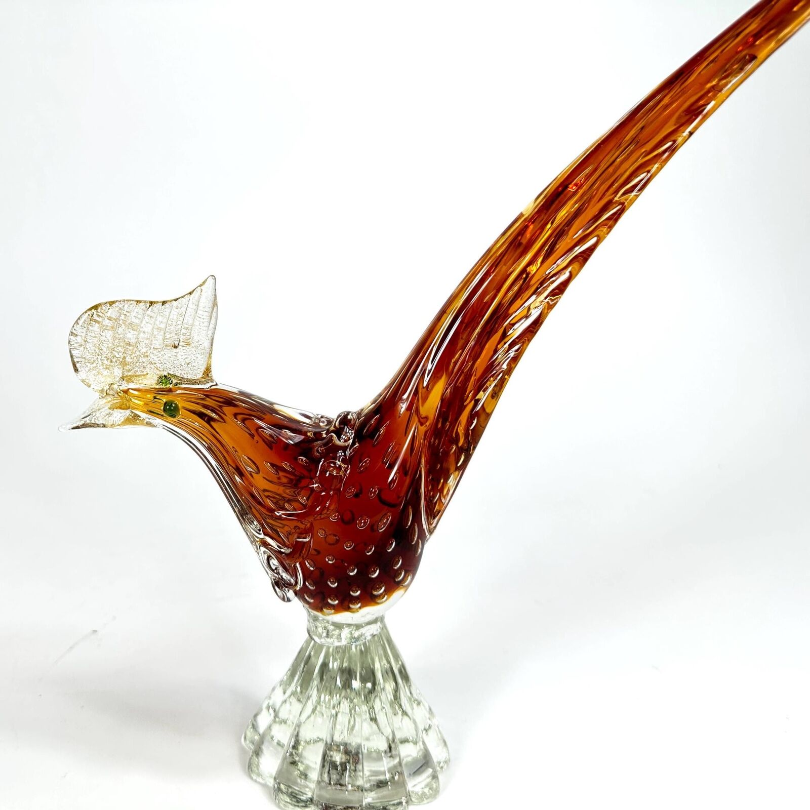 Vintage Murano glass Pheasant figurine 33 cm - mid century bird sculpture with