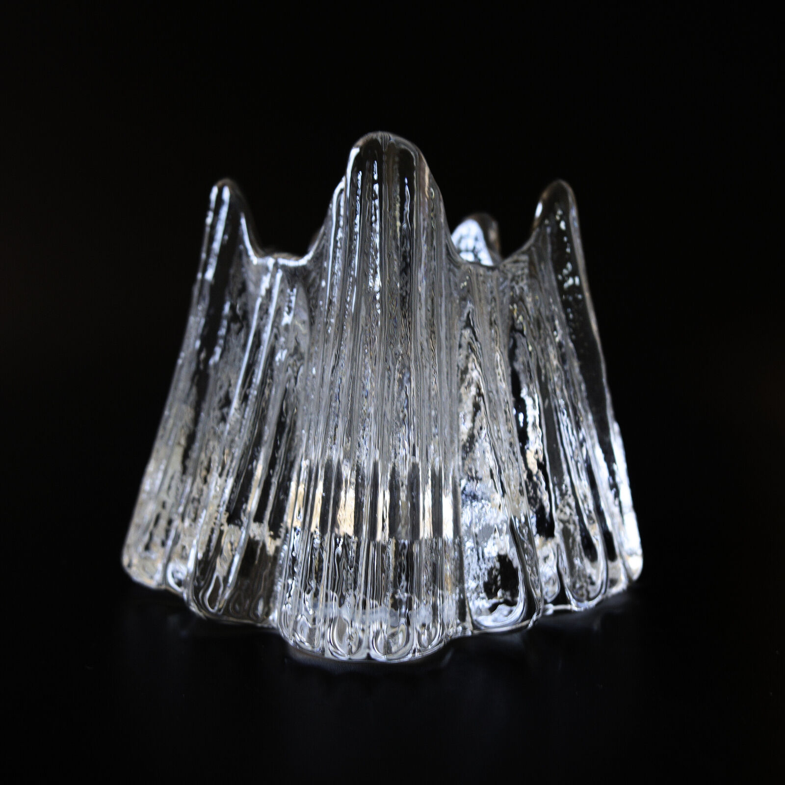 Vintage Glass tea light candle holder "Volcano" NYBRO designed by Rune Strand