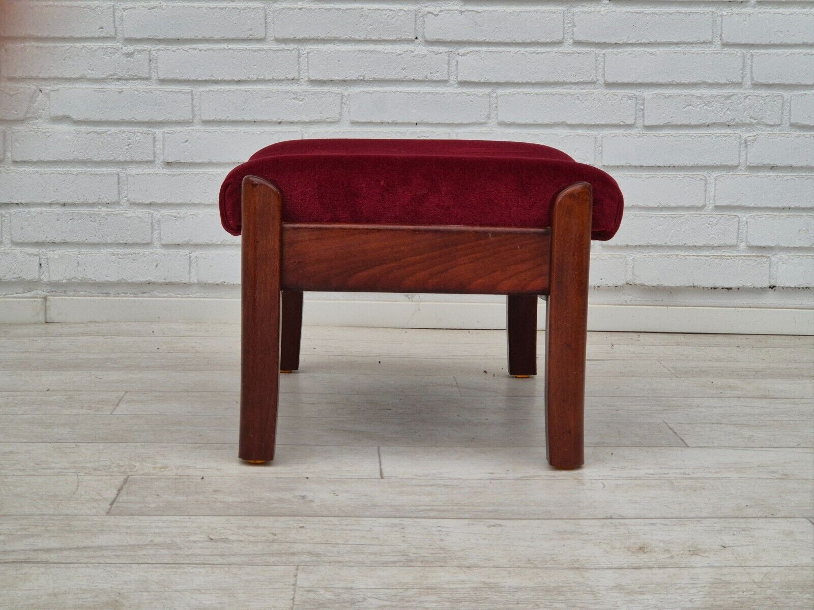 1950s Danish armchair with footstool furniture velour ash wood