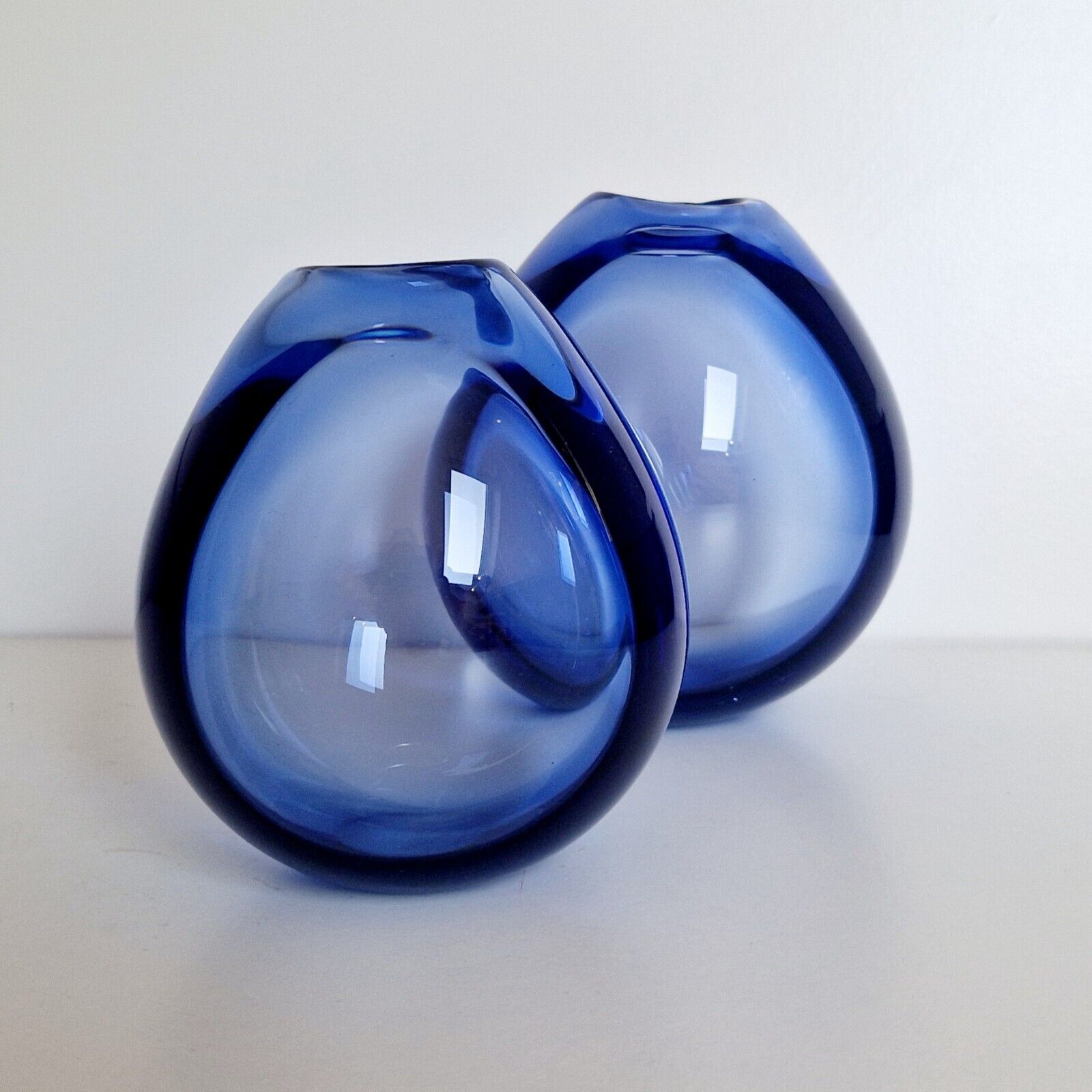 Holmegaard Per Lütken Drop Vase Blue 2pcs Vintage MCM Artificial Glass