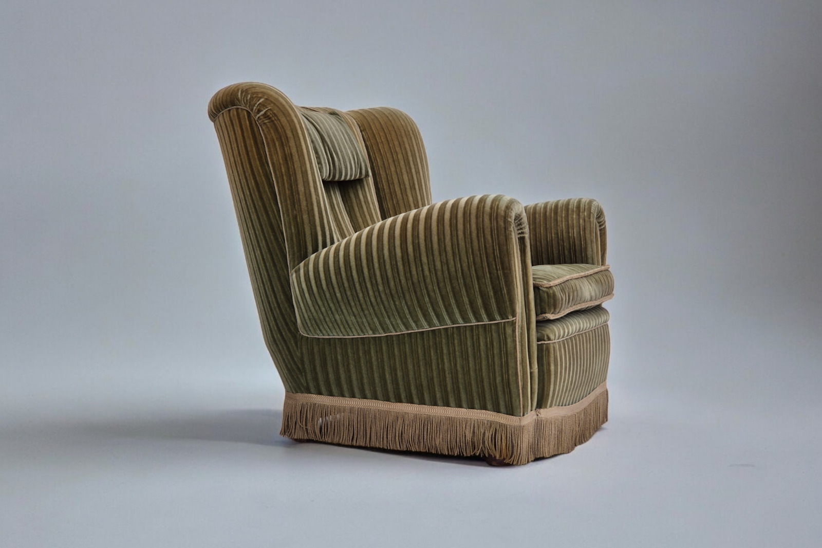 1960s Danish relax armchair original condition green furniture velour