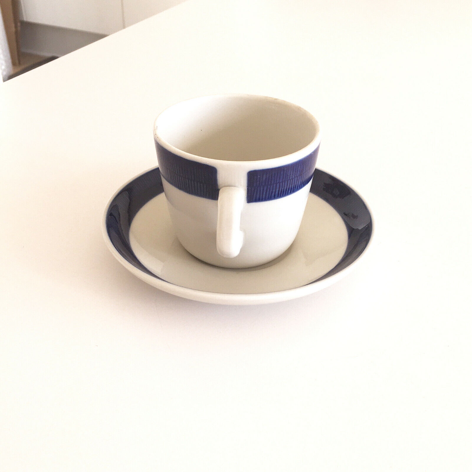 Rorstrand Mug Saucer Koka mid century swedish stoneware retro art pottery blue