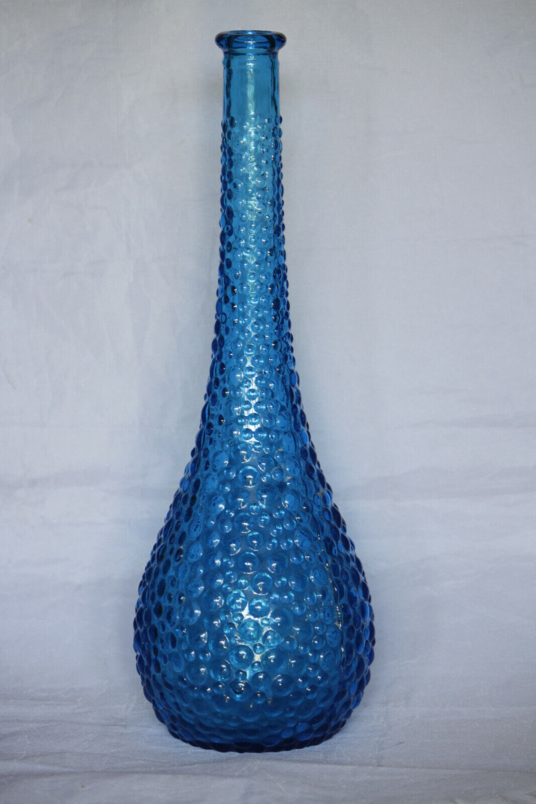 Vintage Italian Blue Glass Genie Bottle Empoli Decanter 155in 70s NO STOPPER