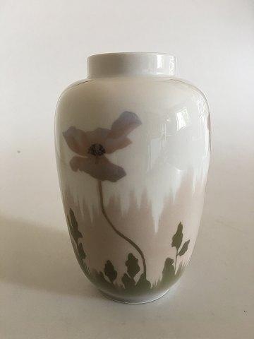 Royal Copenhagen Art Nouveau Vase with Pink flowers No 135/18