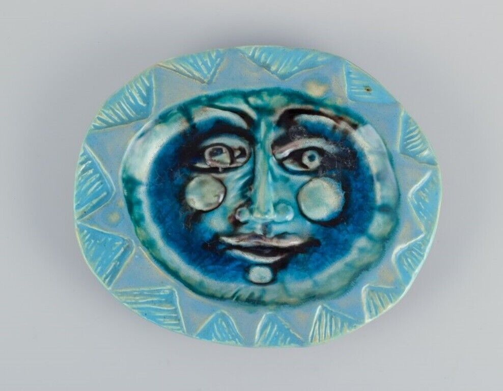 Elio Schiavon (1925-2004) Italy Unique ceramic bowl with blue glass inlay