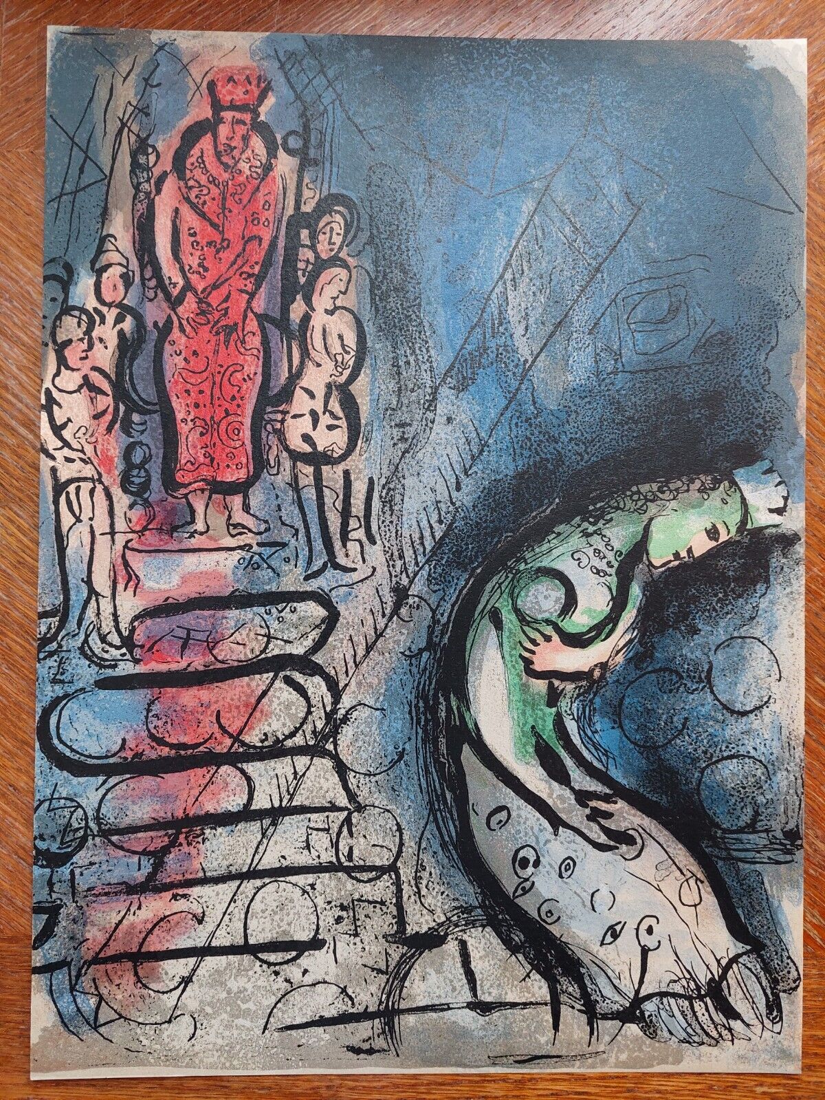 Marc CHAGALL Original lithograph "Assuérus chasse Vasthi" 1960