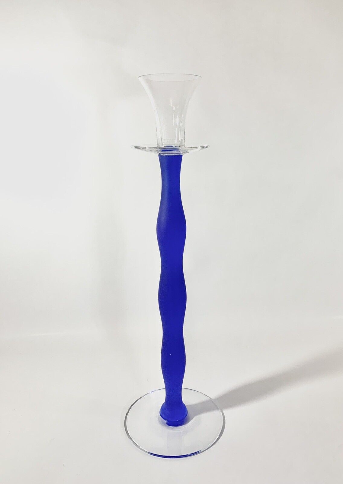 Orrefors Celeste Anne Nilsson Blue Candle Holder 37 cm 145 inch
