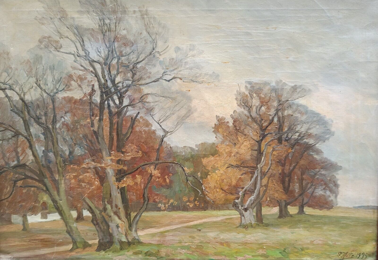 Peter Klitz (1874-1955): AUTUMN IN FOREST Original oil painting Dated 1935