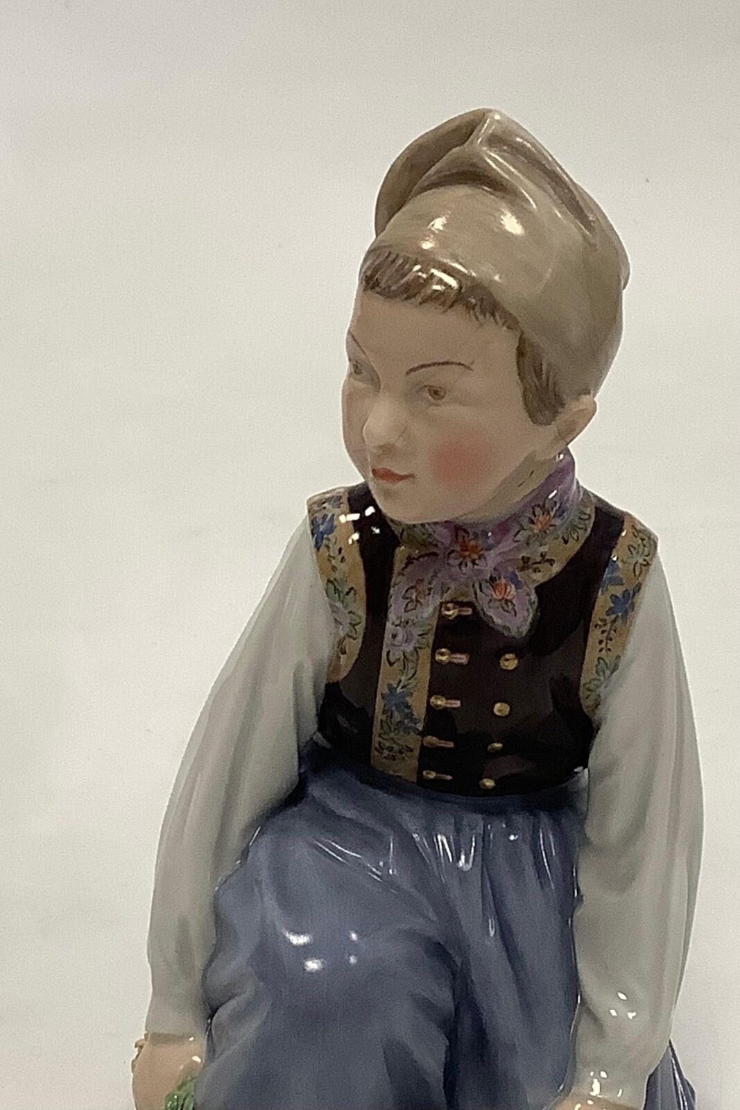 Royal Copenhagen Overglaze Figurine Amager Boy no 12414