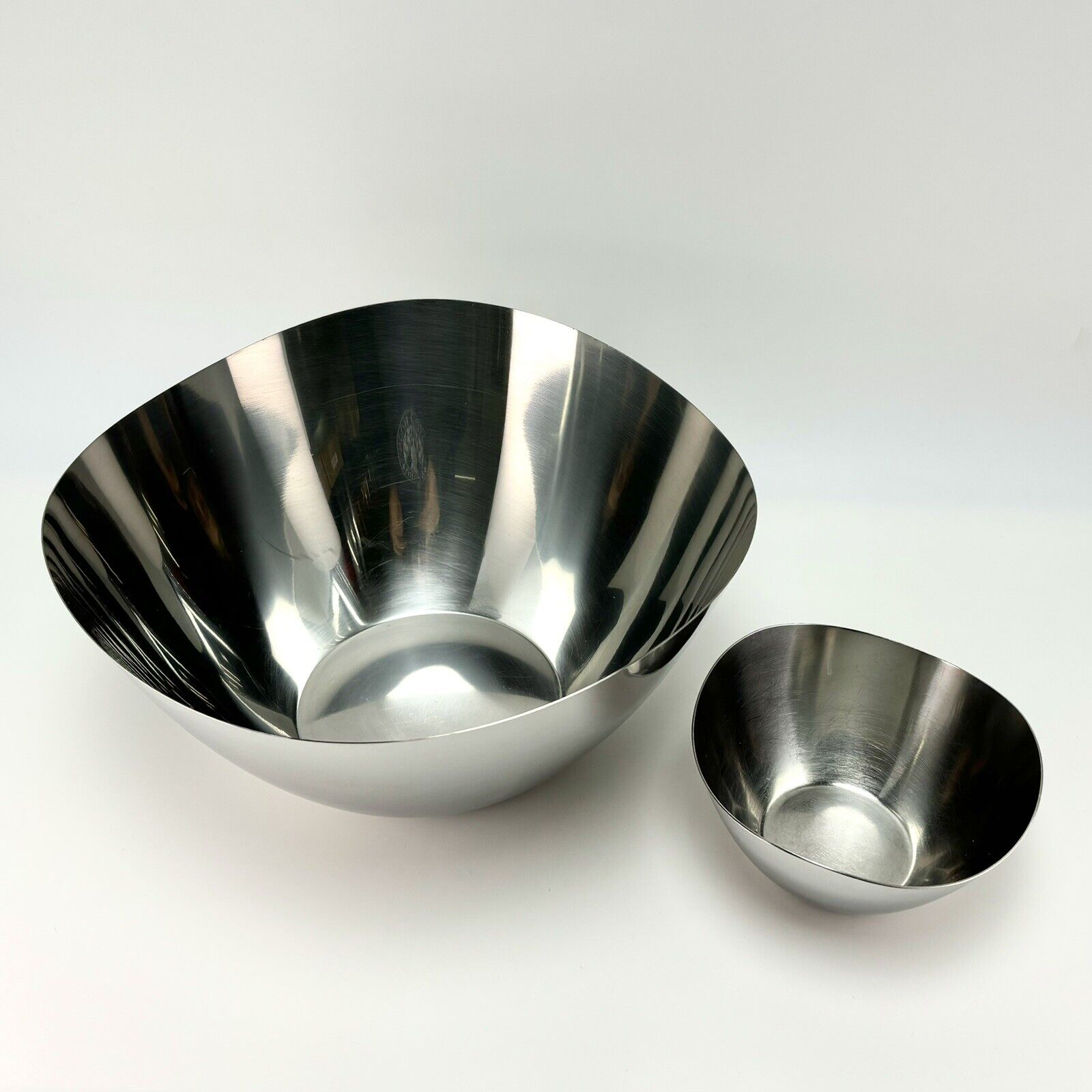 Vtg Danish MCM Set Stelton Snack Fruit Salad Serving Bowls Stainless Steel