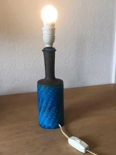 Beautiful Glazed Ceramics Table Lamp by Nils KÄHLER Denmark Turquoise Pattern