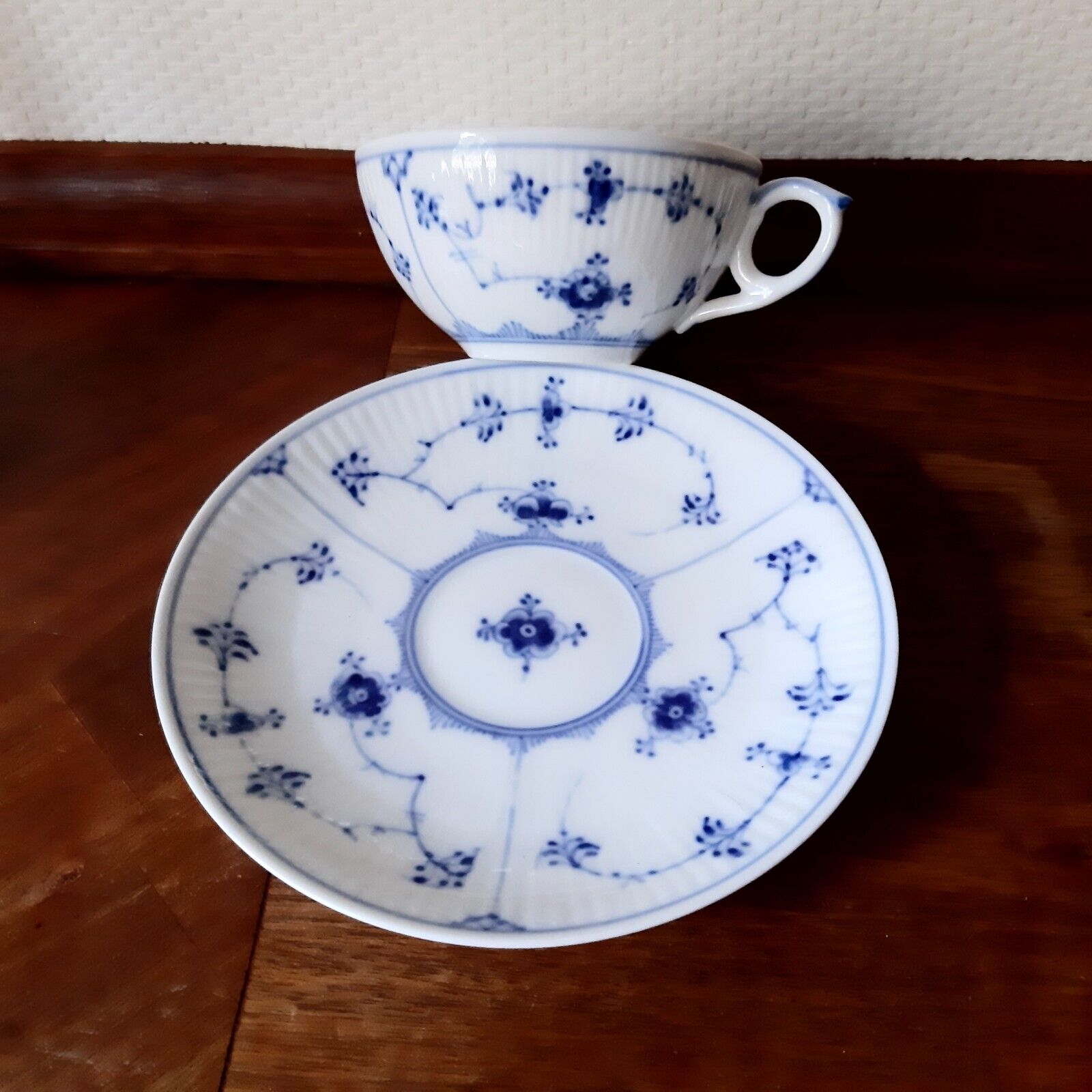 Old TEA Set # 1 - 76 BLUE FLUTED Plain 18 cl Royal Copenhagen Fact 1st  2nd