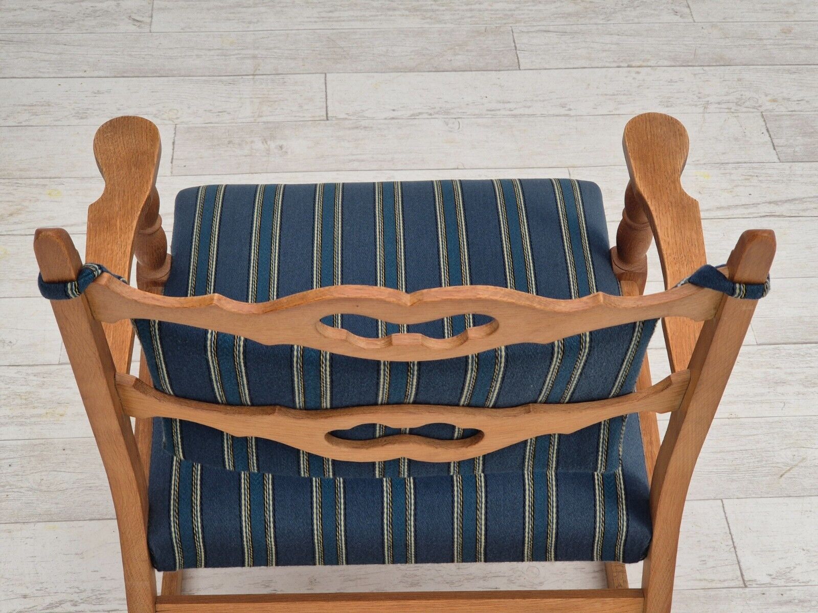 1970s Danish design oak wood rocking chair with footstool furniture wool