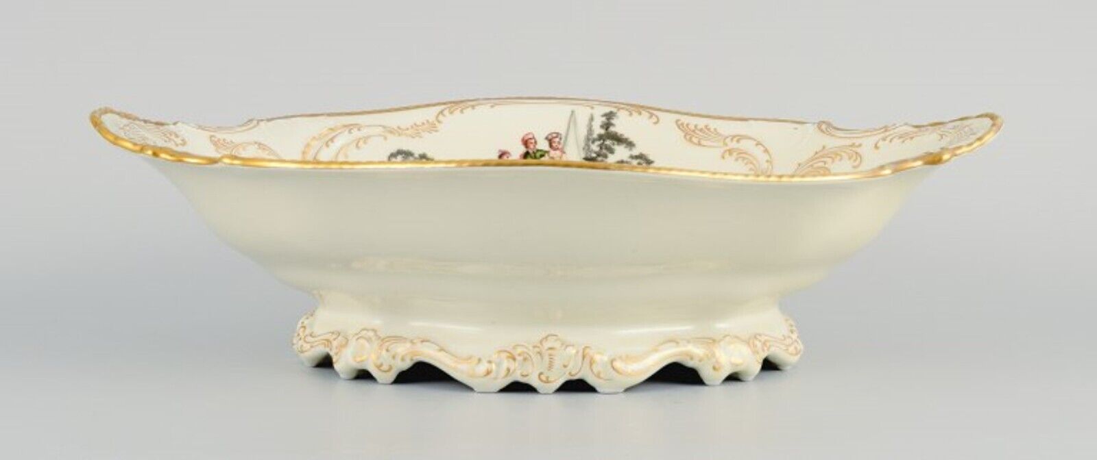 Rosenthal Germany "Sanssouci" large oval cream-colored bowl with flowers