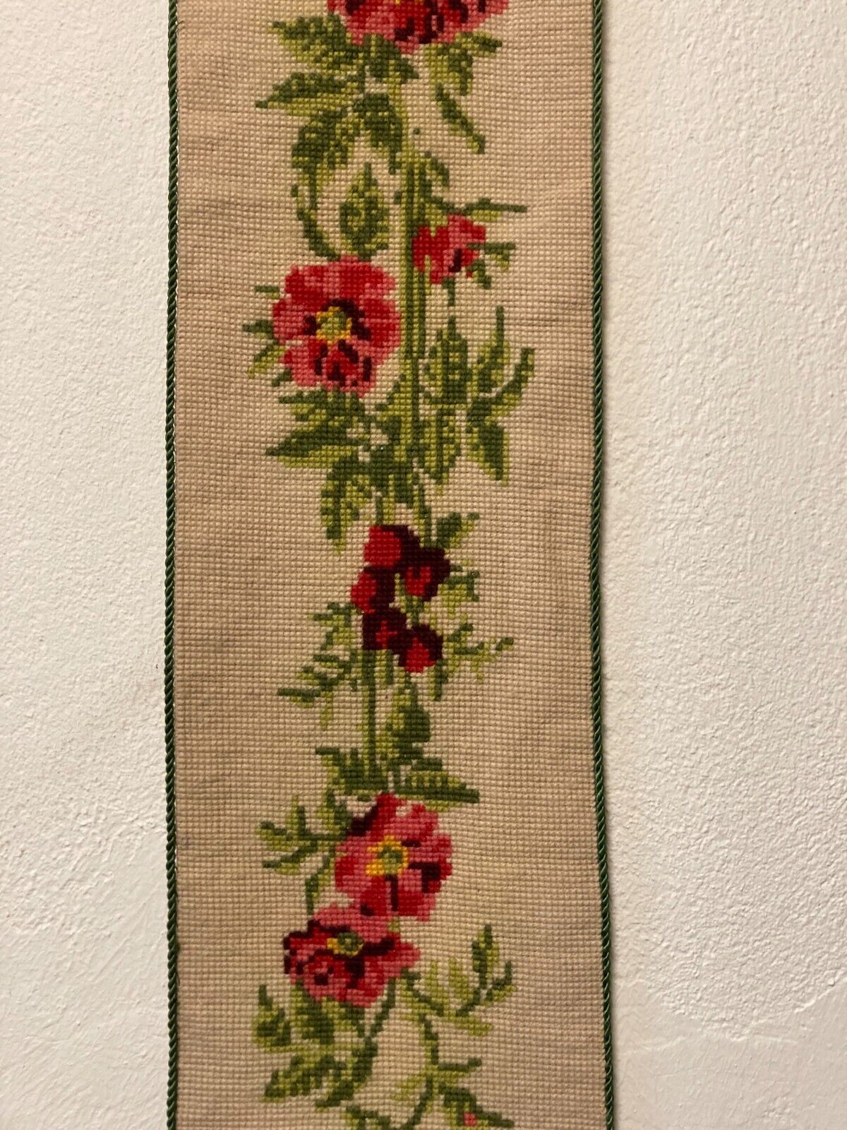 Cross Stitch Danish Hand-Embroidered Bell Pull - Floral Folk Art Design 15x90cm