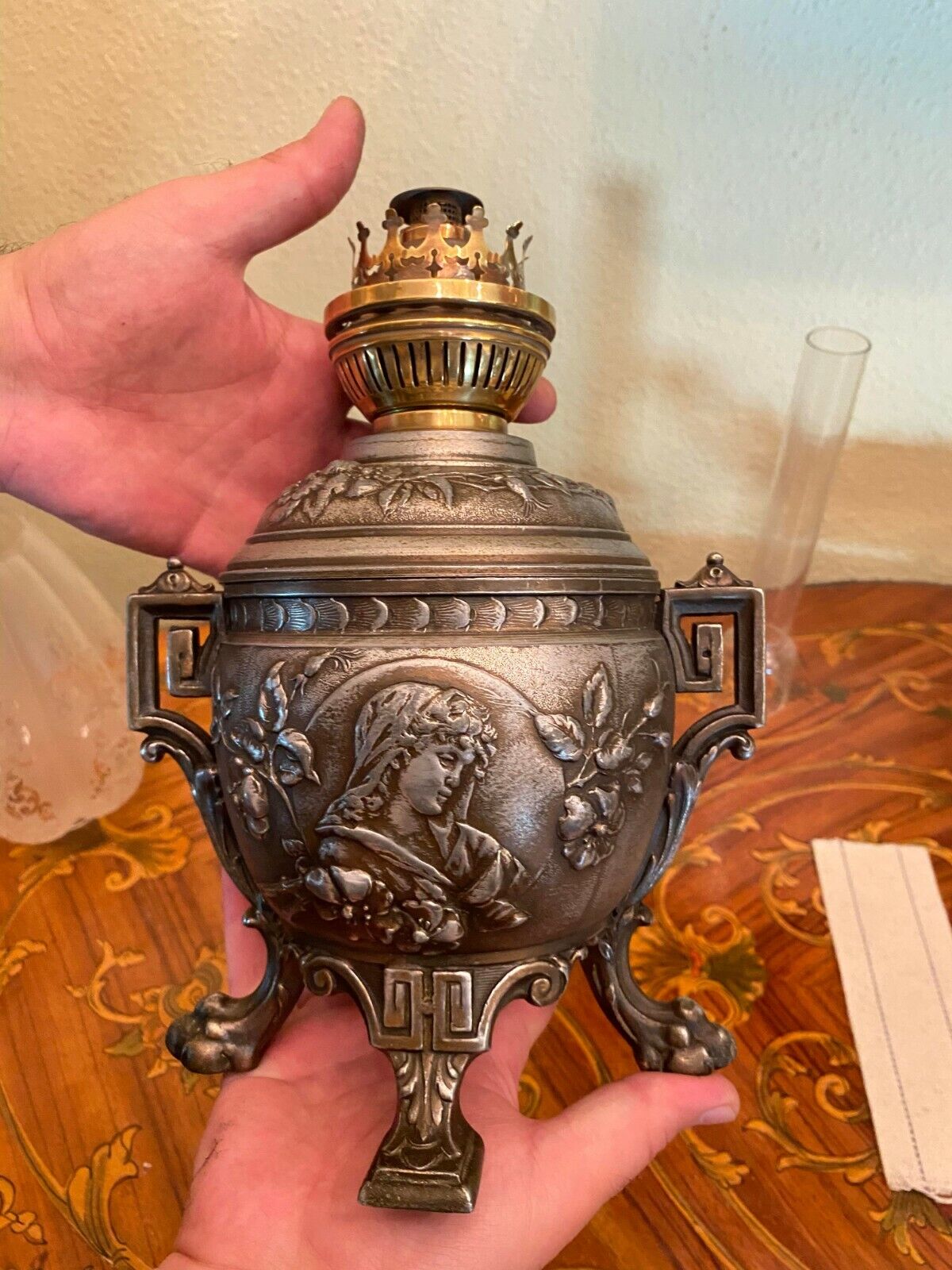 Antique Metal Kerosene Oil Lamp