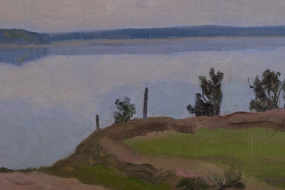 Ole Søndergaard listed Danish painter Oil on canvas Landscape with lake 1917